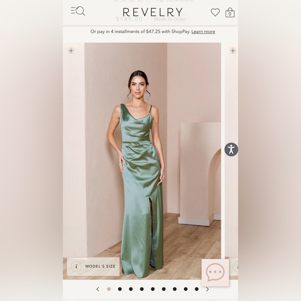 REVELRY Maxine Satin Dress in Sage 742